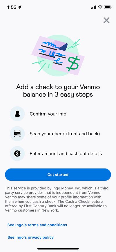 Add you details. . Venmo cash a check not working